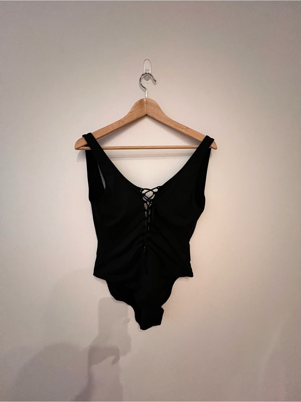 Onia Black Lace-Up One-Piece Swimsuit